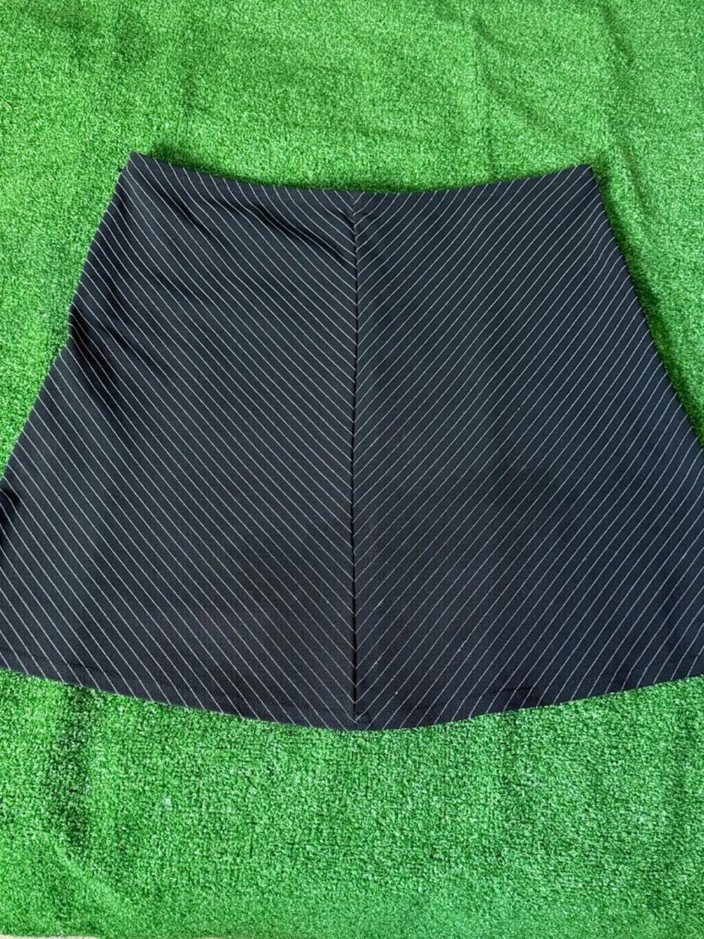 Joe B Benbasset Y2K A-Line Skirt XL Black White Pinstripe Pull-On Made USA Retro